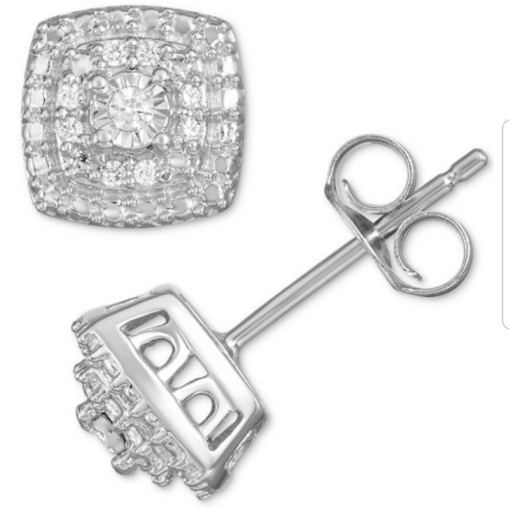 NWT Sterling Silver Diamond Cluster Studs